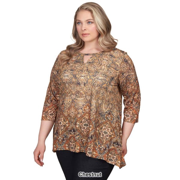 Plus Size Ruby Rd. Must Haves II Keyhole Medallion Blouse - Boscov's