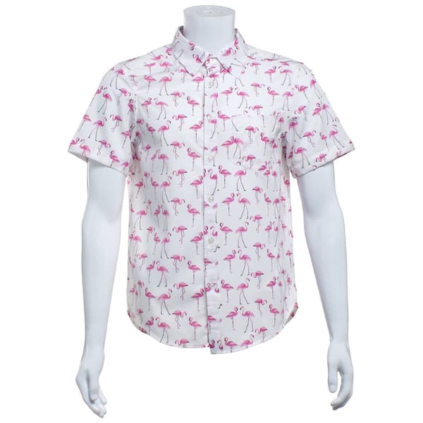 Mens Joe Marlin Flamingo Button Down Shirt - image 