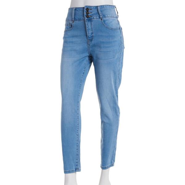 Womens Bleu Denim Triple Button Waist Jeans - image 