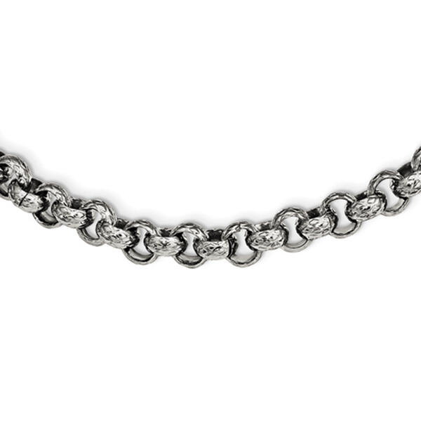 Mens Gentlemen's Classics&#40;tm&#41; Textured Steel Rolo Chain Necklace - image 