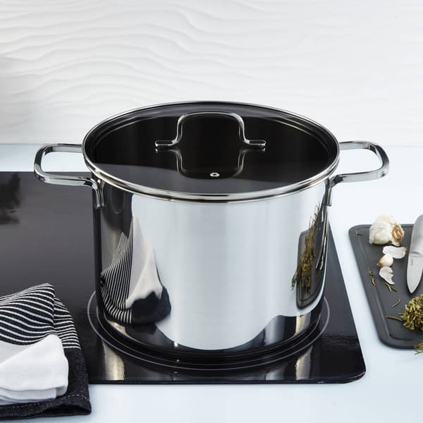 BergHOFF Helix Stainless Steel 10.25in. Stockpot w/ Glass Lid