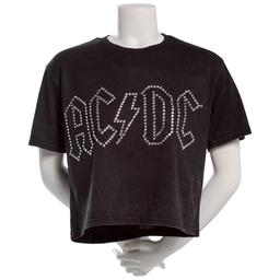Juniors C-Life Mineral Wash AC/DC Rhinestone Cropped Tee