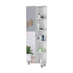 FM FURNITURE Los Angeles White Linen Cabinet w/ Mirror