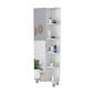 FM FURNITURE Los Angeles White Linen Cabinet w/ Mirror - image 4