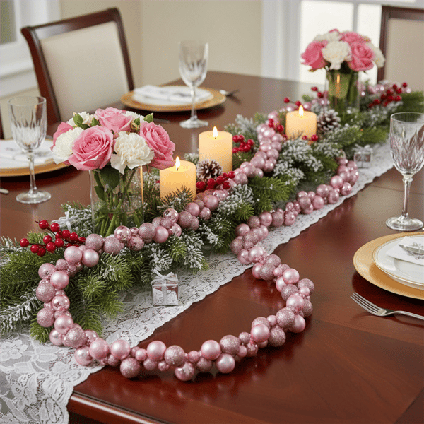 Northlight 6ft. Pink 3-Finish Shatterproof Ball Christmas Garland