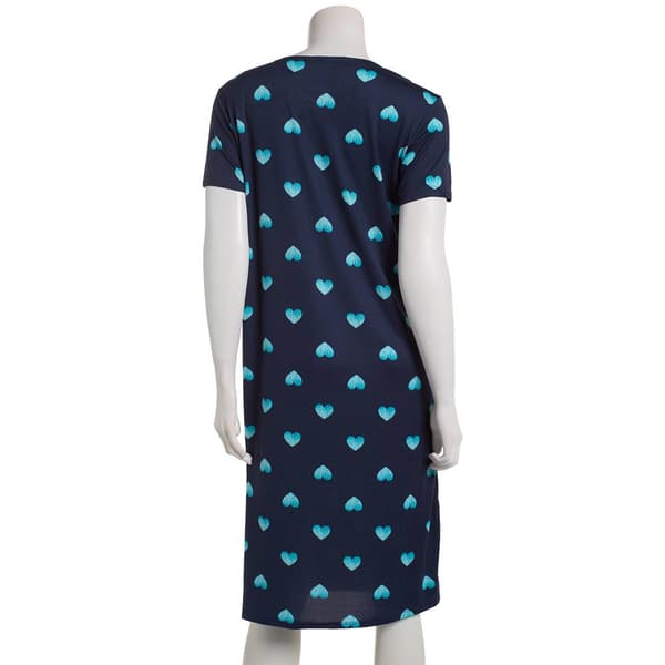 Womens Charmour Short Sleeve Peached Hearts Scoop Neck Sleepshirt