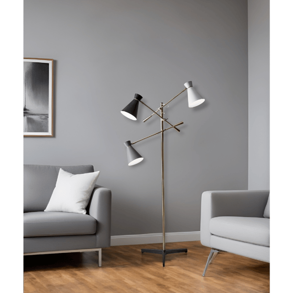 HomeRoots 71in. Brass Novelty Floor Lamp With Cone Shade