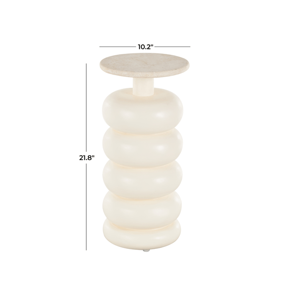 9th & Pike® Contemporary Cream Teak Wood Accent Table