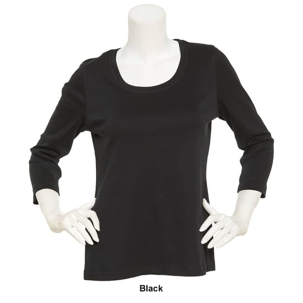 Womens Preswick &amp; Moore 3/4 Sleeve Scoop Neck Solid Top