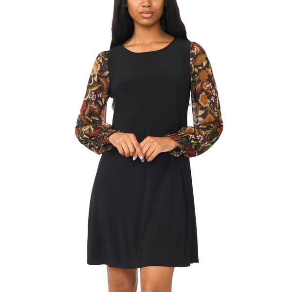 Womens MSK Long Sleeve Print Sleeve ITY Dress