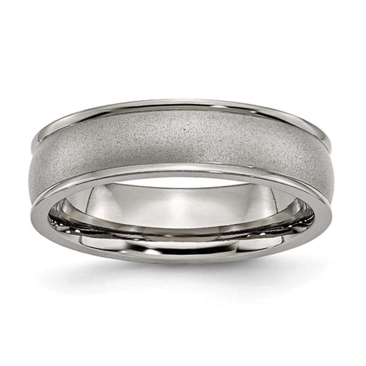 Mens Endless Affection™ 6mm Ridged Edge Satin Polished...