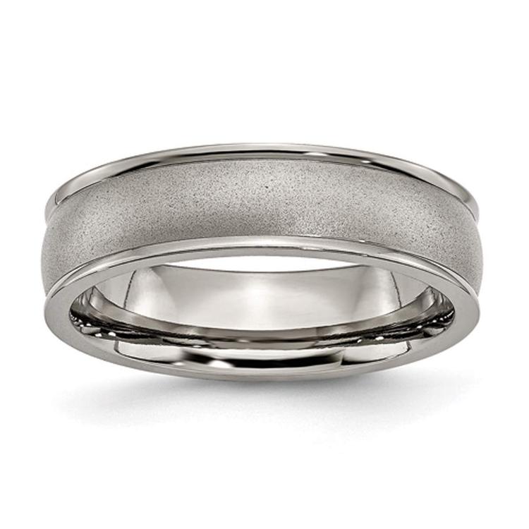 Mens Endless Affection(tm) 6mm Ridged Edge Satin Polished Band