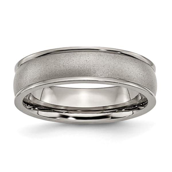 Mens Endless Affection(tm) 6mm Ridged Edge Satin Polished Band - image 