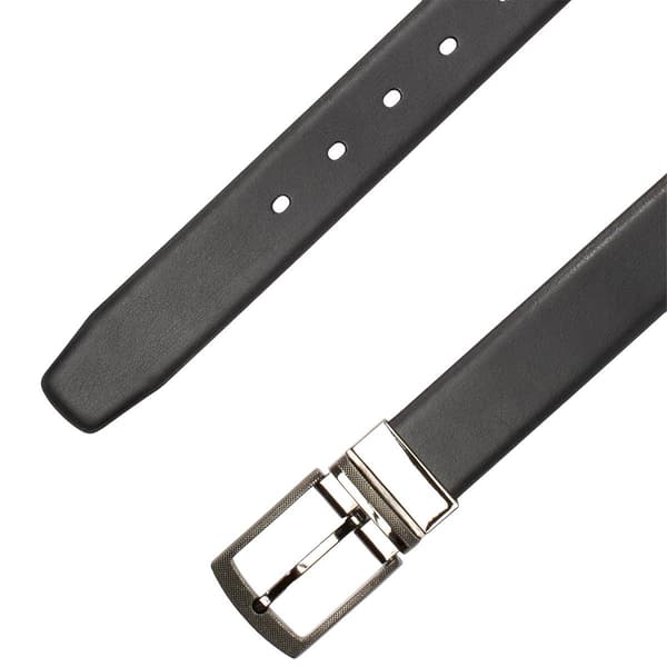 Mens Perry Ellis 35mm Reversible Textured Buckle Leather Belt - image 