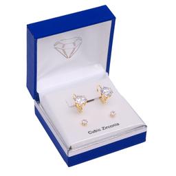 Gold-Tone Round CZ Earring Duo Set