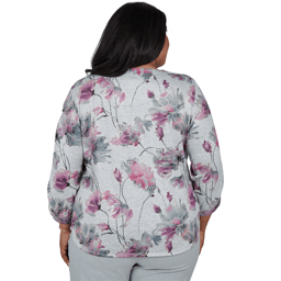 Plus Size Alfred Dunner Vail 3/4 Ruch Sleeves Floral Blouse