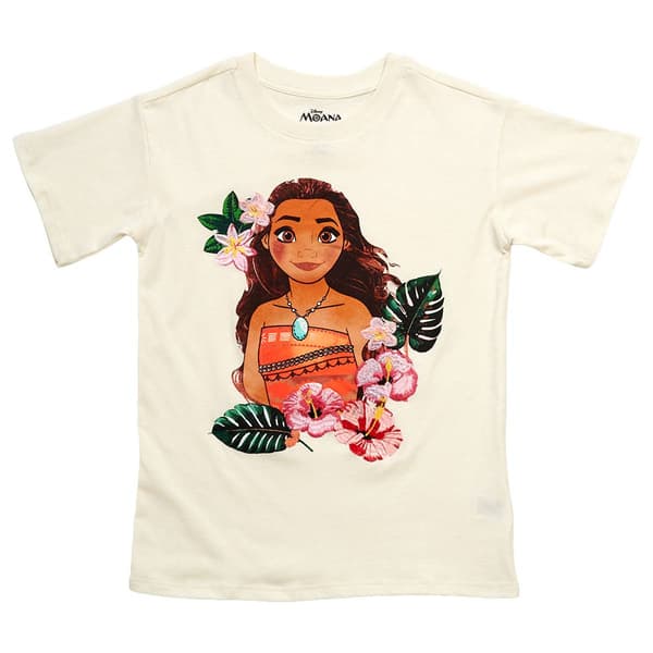 Girls (7-16) Disney Short Sleeve Moana Floral Embroidered Tee