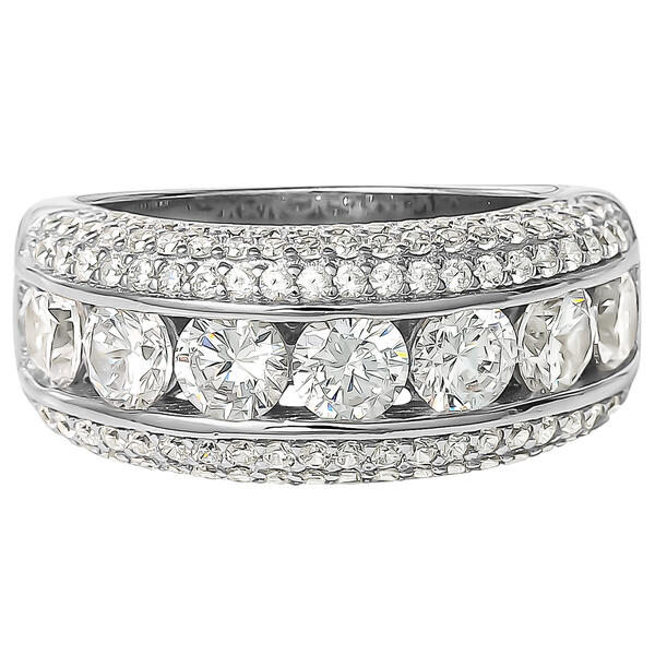 Splendere Sterling Silver 1.2mm Cubic Zirconia Eternity Band Ring - image 