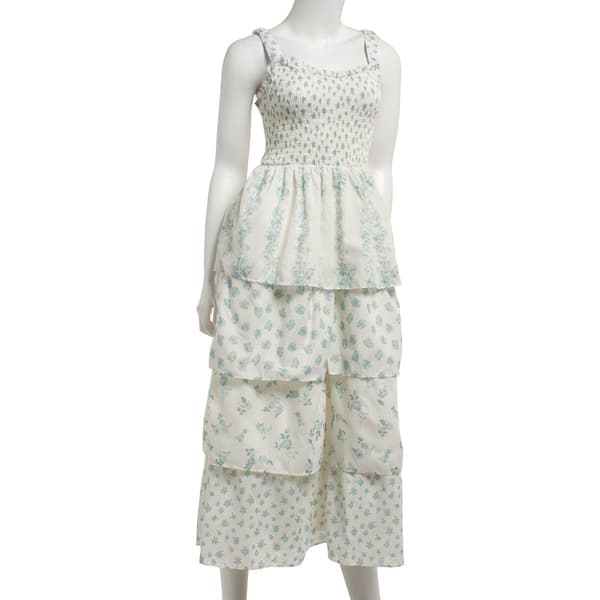 Juniors Crystal Doll Mix Print Bodice Bungee Midi Dress