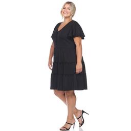 Plus Size White Mark Short Sleeve V-Neck Midi Dress