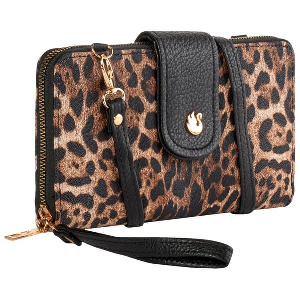 Womens Gloria Vanderbilt Leopard Zip Around Crossbody Wallet