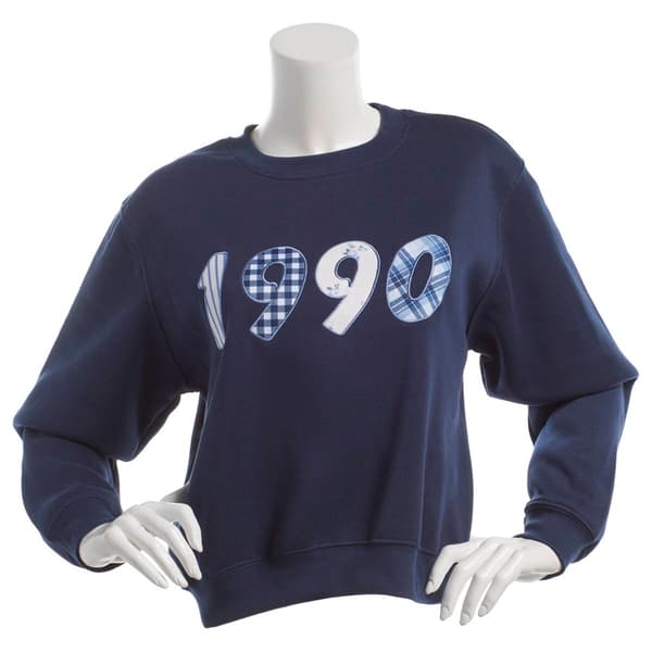 Juniors No Comment Fleece Crew 1990 Sweatshirt w/ Headband