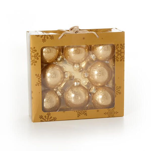 Gold Glitter Glass Ball Ornaments - 8 Count - image 