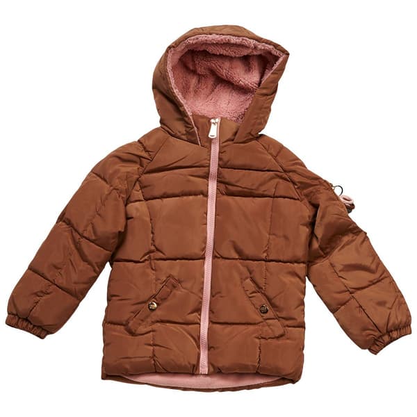 Girls &#40;4-6x&#41; Limited Too&#40;tm&#41; Solid Puffer Coat w/ Sherpa Hood - image 