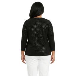 Plus Size Kasper Long Sleeve Ruched Front Dot Blouse