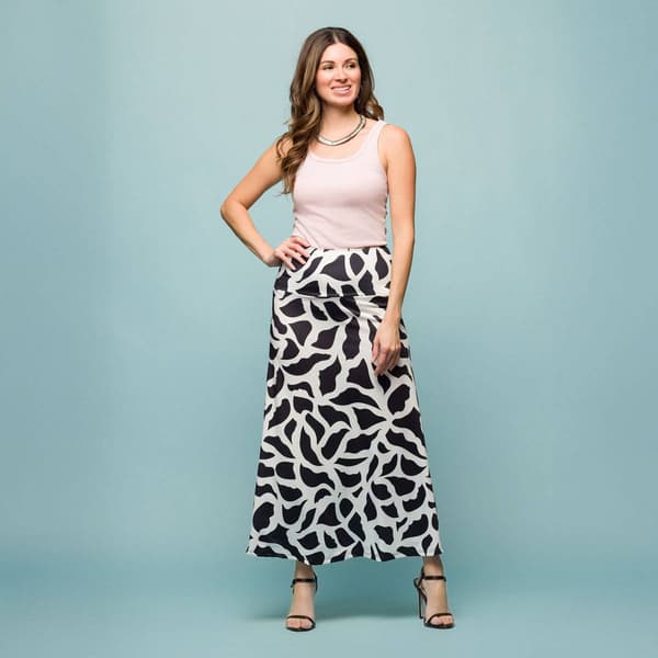 Womens 24/7 Comfort Apparel Black & White A Line Maxi Skirt