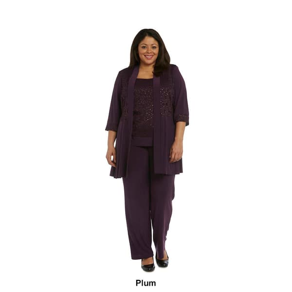 Plus Size R&amp;M Richards Sequin Jacket and Pants Set
