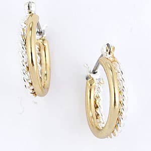 Napier Silver & Gold Click It Hoop Earrings - image 