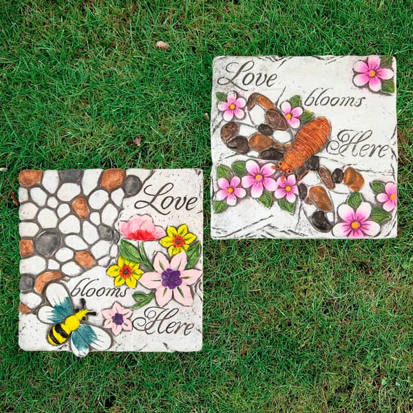 Northlight Seasonal Love Blooms Here Garden Stones - Set of 2