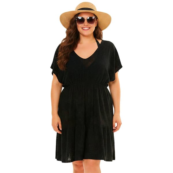 Plus Size Cover Me Eyelet Beach Swim Cover Up Dress - image 