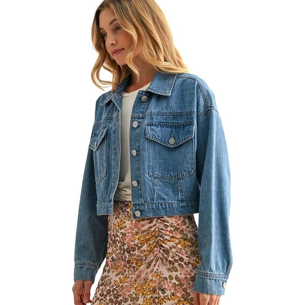 Womens CITY BLUES Patch Pocket Cropped Denim Jacket