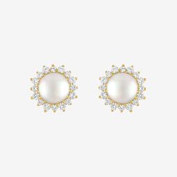 Gemstone Classics™ Gold Over Silver Pearl Halo Stud Earrings