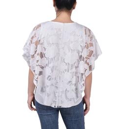 Womens NY Collection Floral Burnout Poncho Top - White