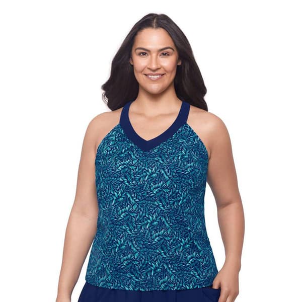 Plus Size American Beach Ring Back Jump Around Tankini Swim Top - image 