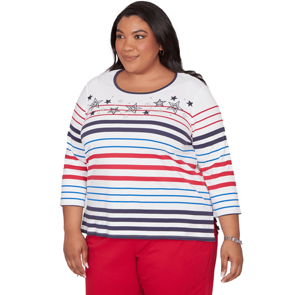 Plus Size Alfred Dunner Lady Liberty Americana Stripes Tee