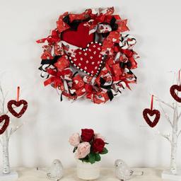 Northlight Seasonal Ribbon and Twig Valentine''s Day Wreath
