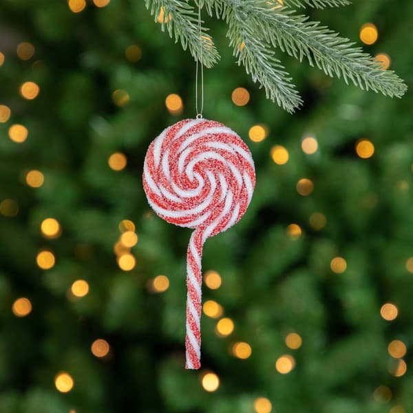 Northlight Seasonal 6ct. Red & White Frosted Lollipop Ornaments