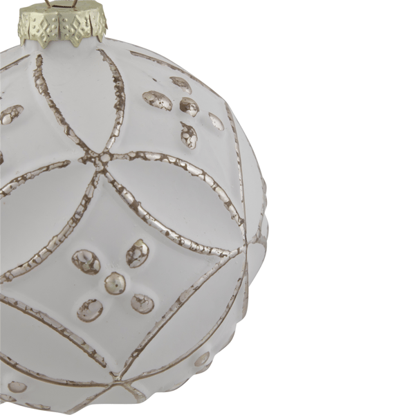 Northlight White Embossed Floral Matte Glass Christmas Ornament