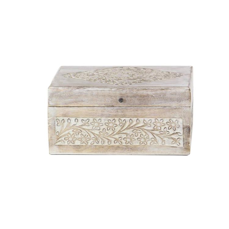 9th &amp; Pike® Carved Floral White Wood Storage Box - Set Of 3