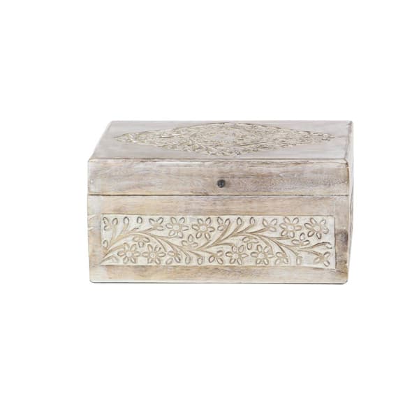 9th &amp; Pike® Carved Floral White Wood Storage Box - Set Of 3