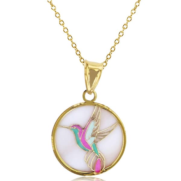 Gold Classics(tm) 14k Yellow Gold Enamel Bird Necklace - image 