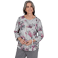 Petite Alfred Dunner Vail 3/4 Ruch Sleeves Floral Blouse - image 3