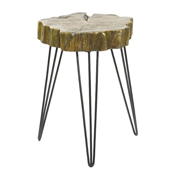 9th & Pike® Gold Polystone and Metal Modern Accent Table