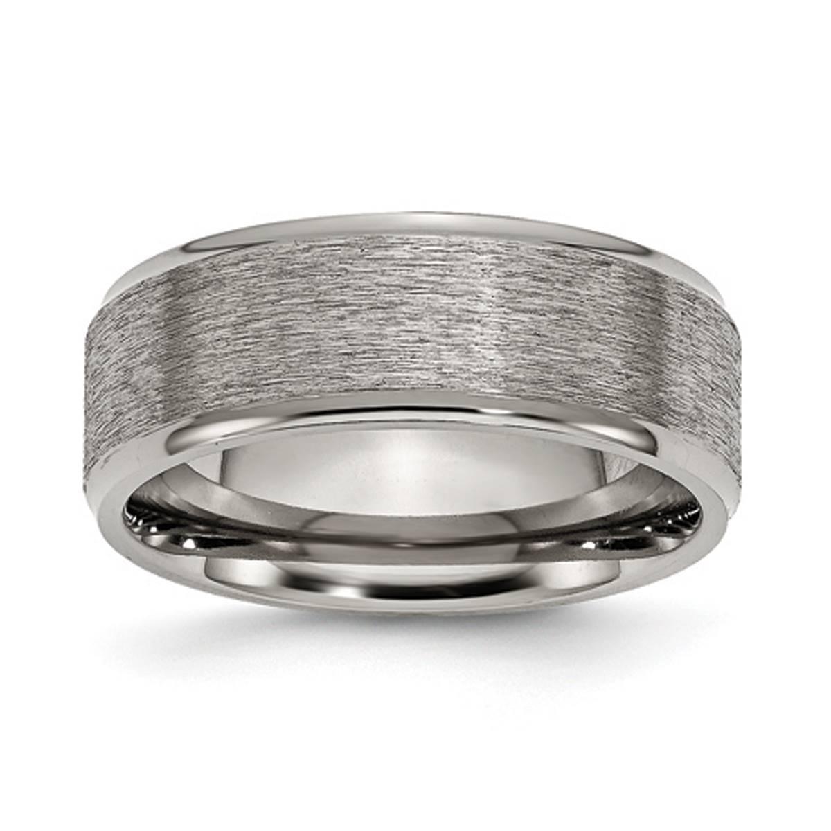 Mens Endless Affection™ 8mm Engravable Ridged Edge Flat...
