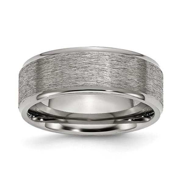 Mens Endless Affection(tm) 8mm Engravable Ridged Edge Flat Band - image 