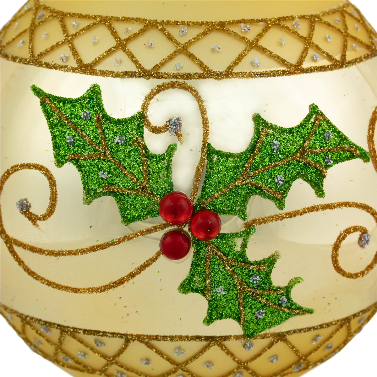 Northlight 2pk. Holly & Berries Christmas Glass Ball Ornaments